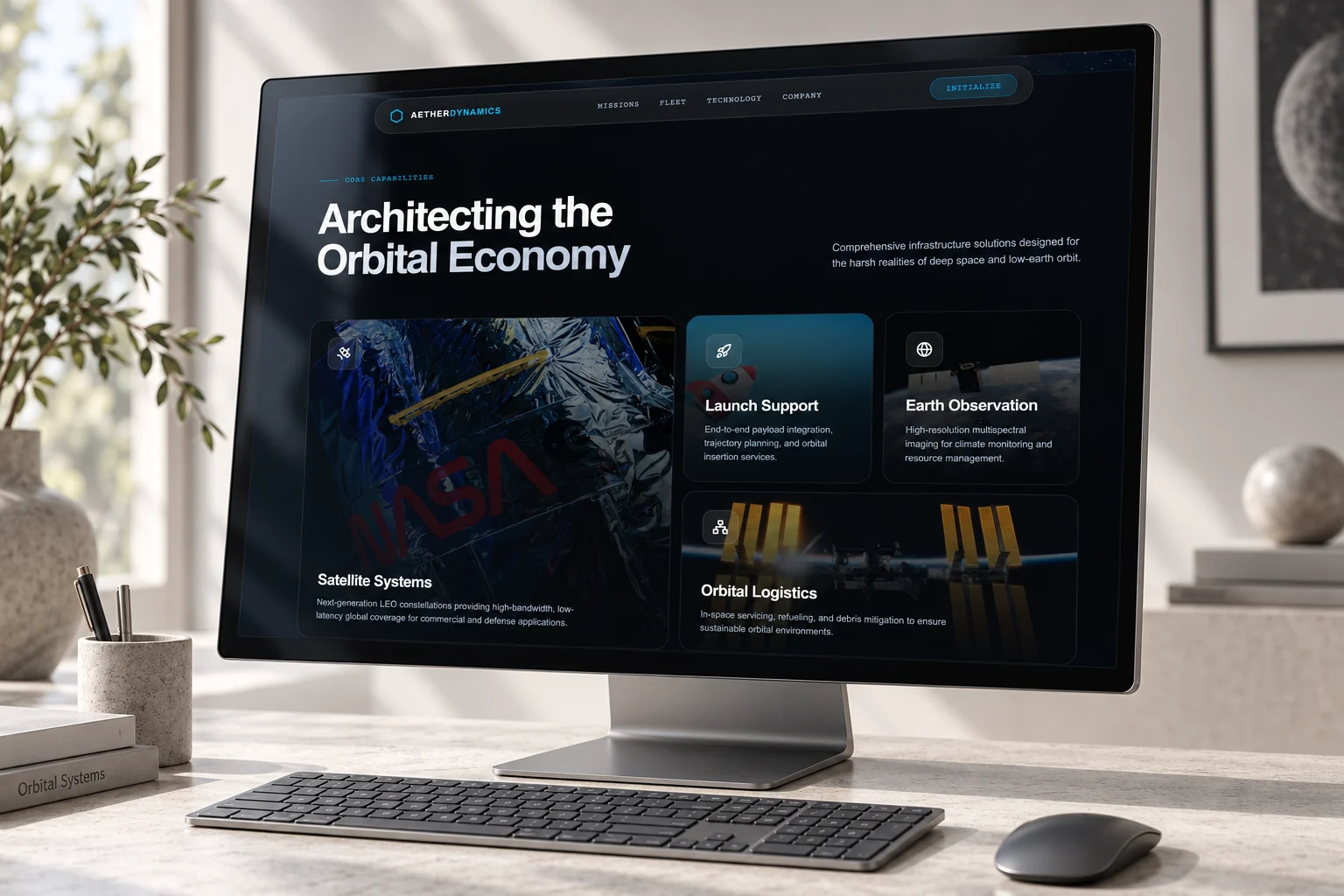 Orbital capability modules on a desktop monitor.