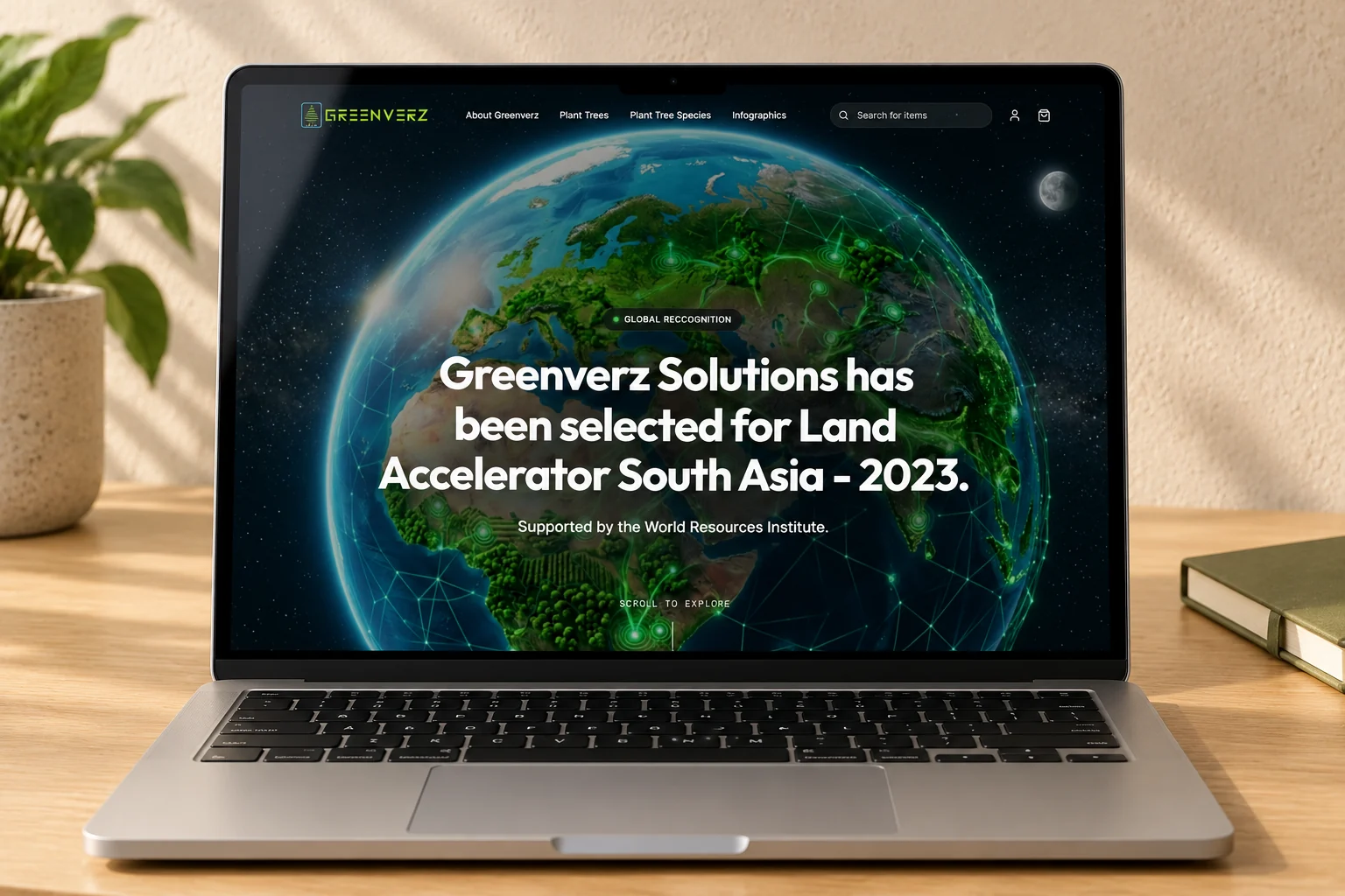 Greenverz platform concept opening on a laptop.