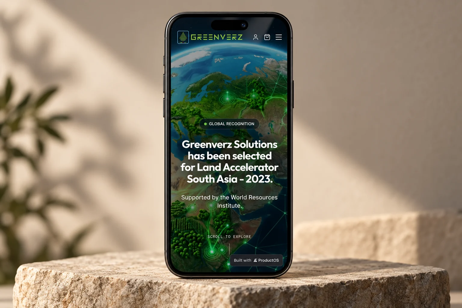 Greenverz concept mobile opening on a smartphone.