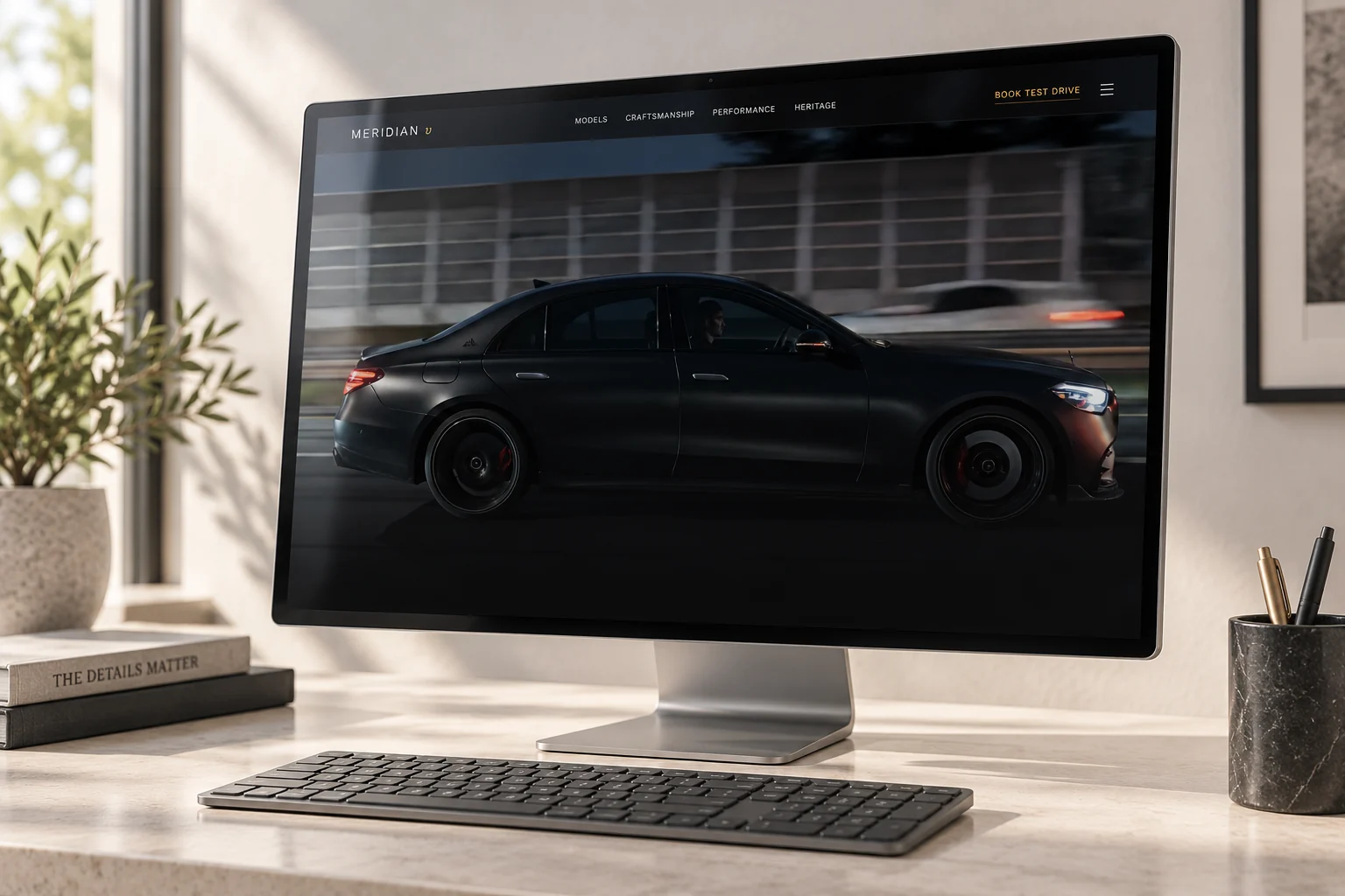 Meridian concept driving sequence on a monitor.