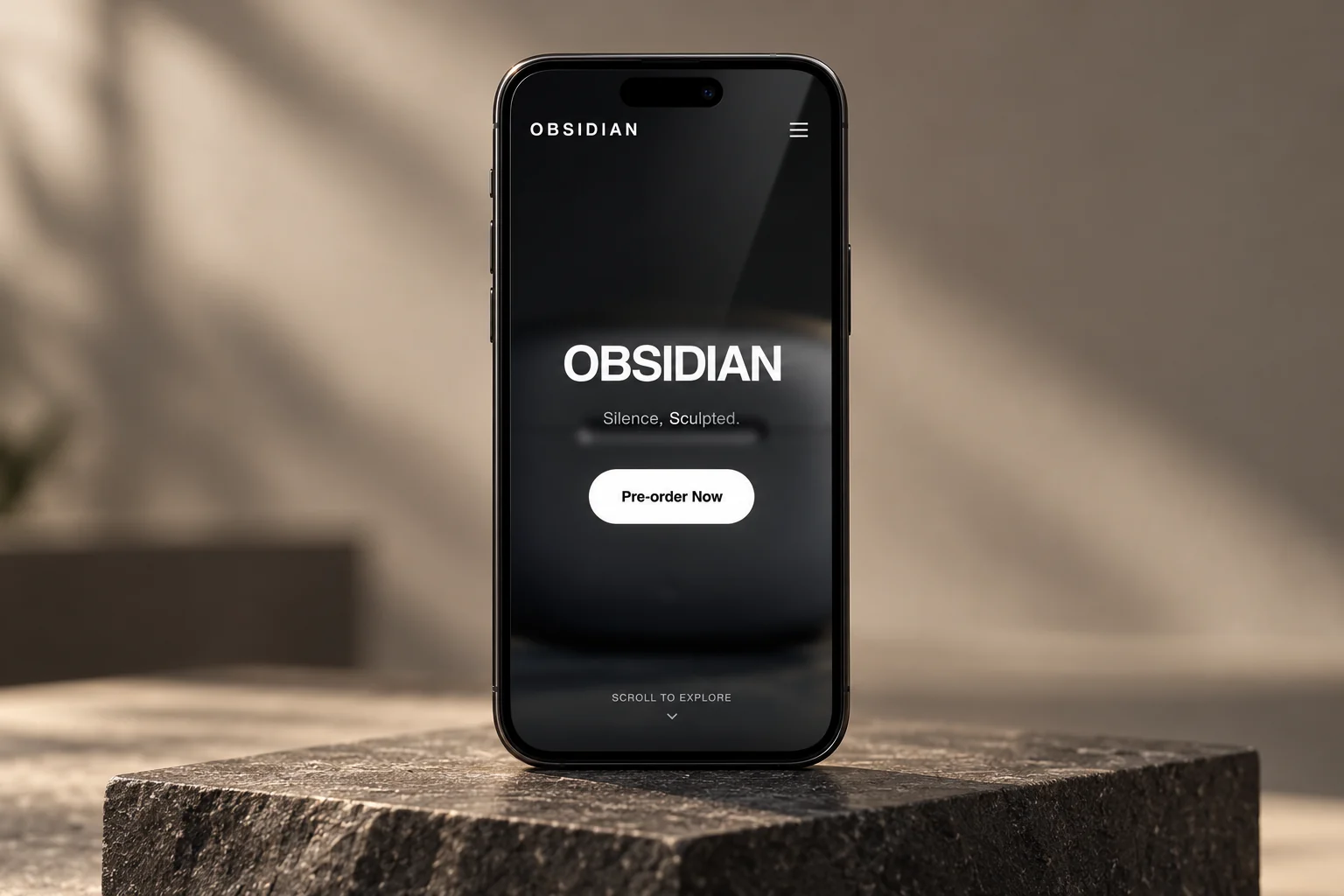 OBSIDIAN mobile launch concept on a smartphone.