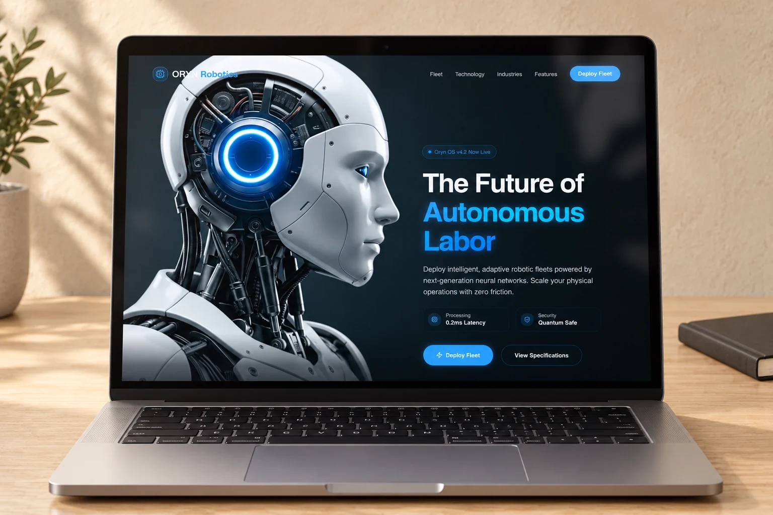 ORYN robotics fleet concept opening on a laptop.