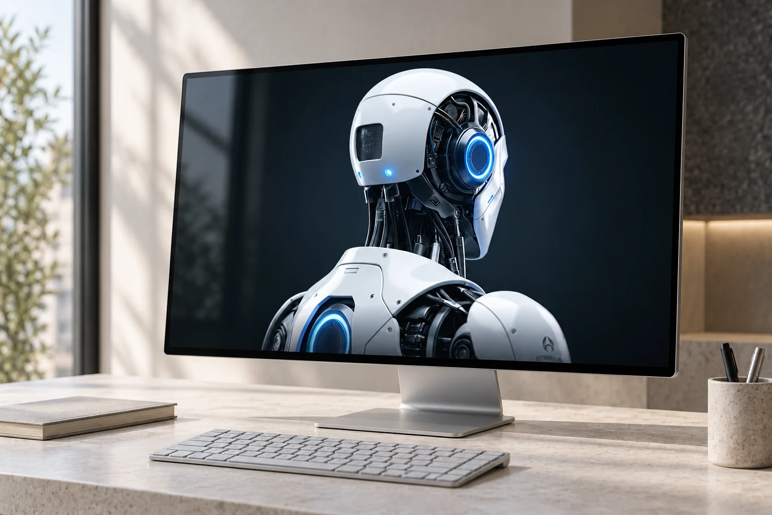 ORYN concept robot sequence on a monitor.