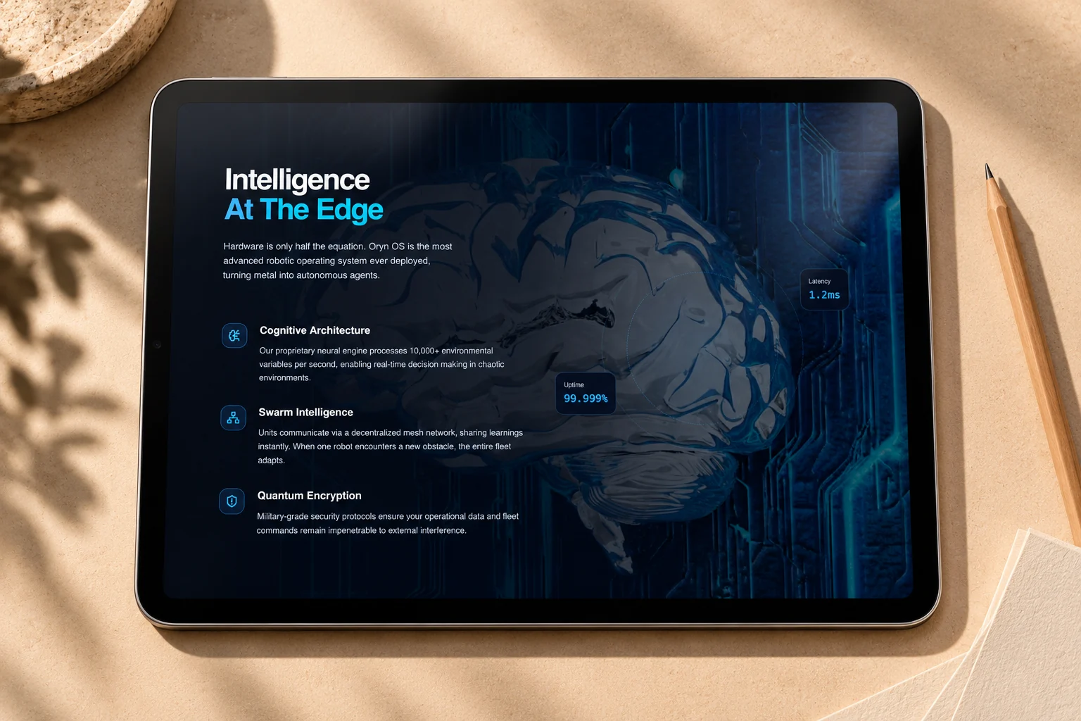ORYN concept OS architecture on a tablet.