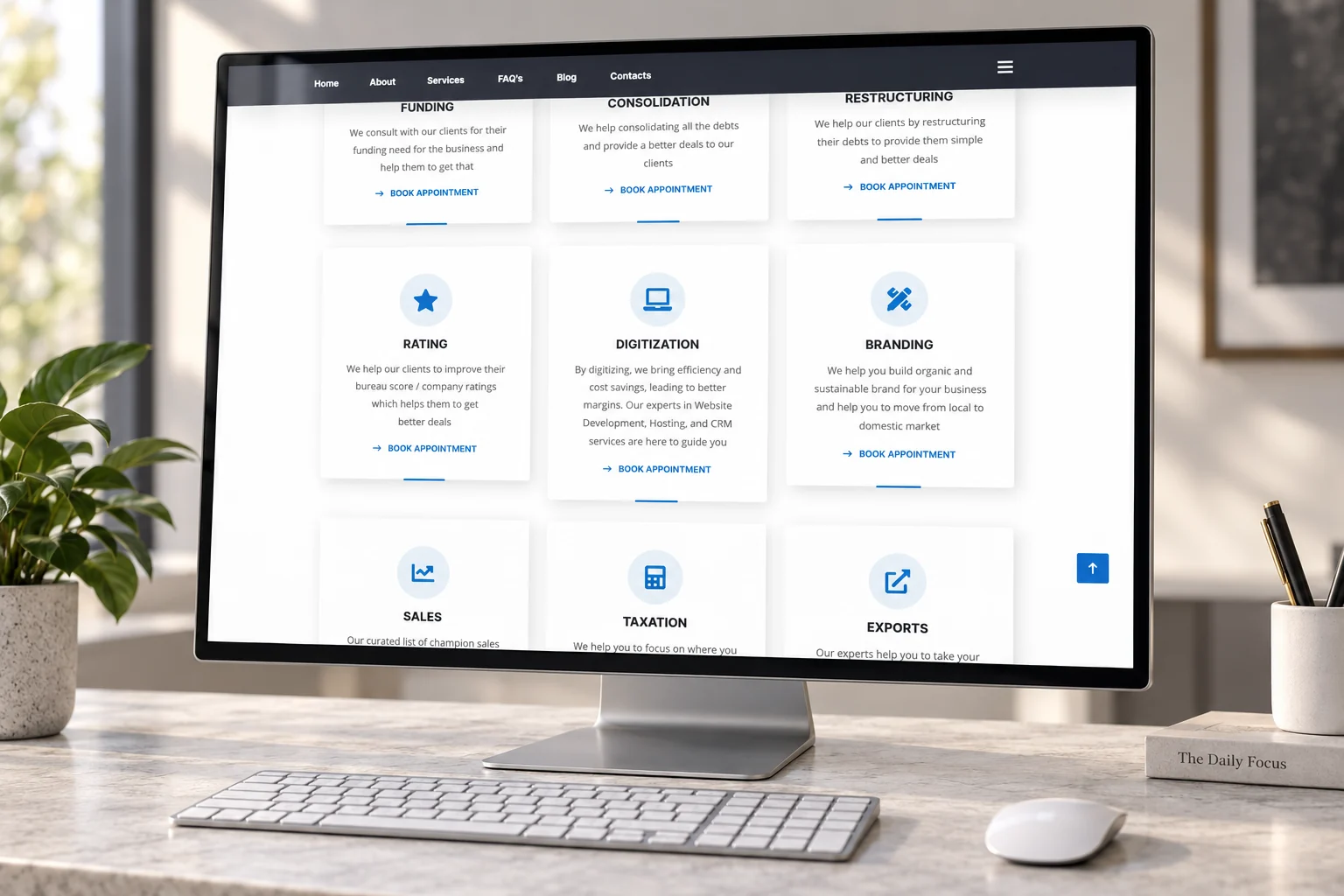 STAYRIGHT consulting service grid on a monitor.