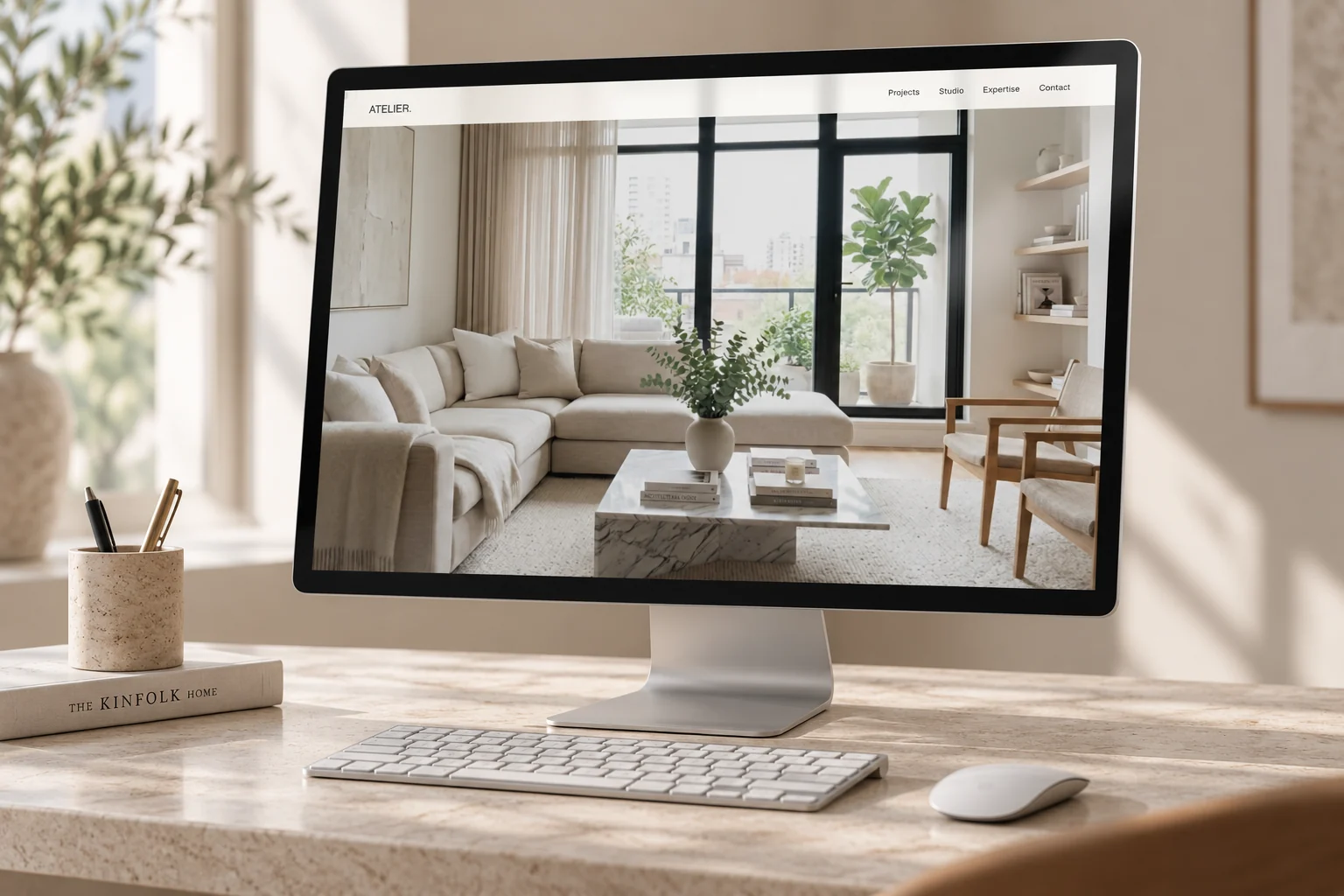 Studio Atelier concept interior film frame on a monitor.