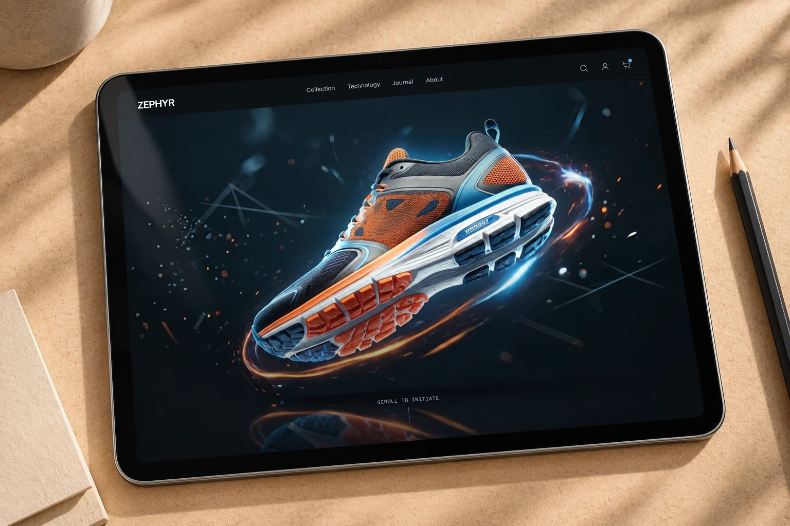 ZEPHYR concept product sequence on a tablet.